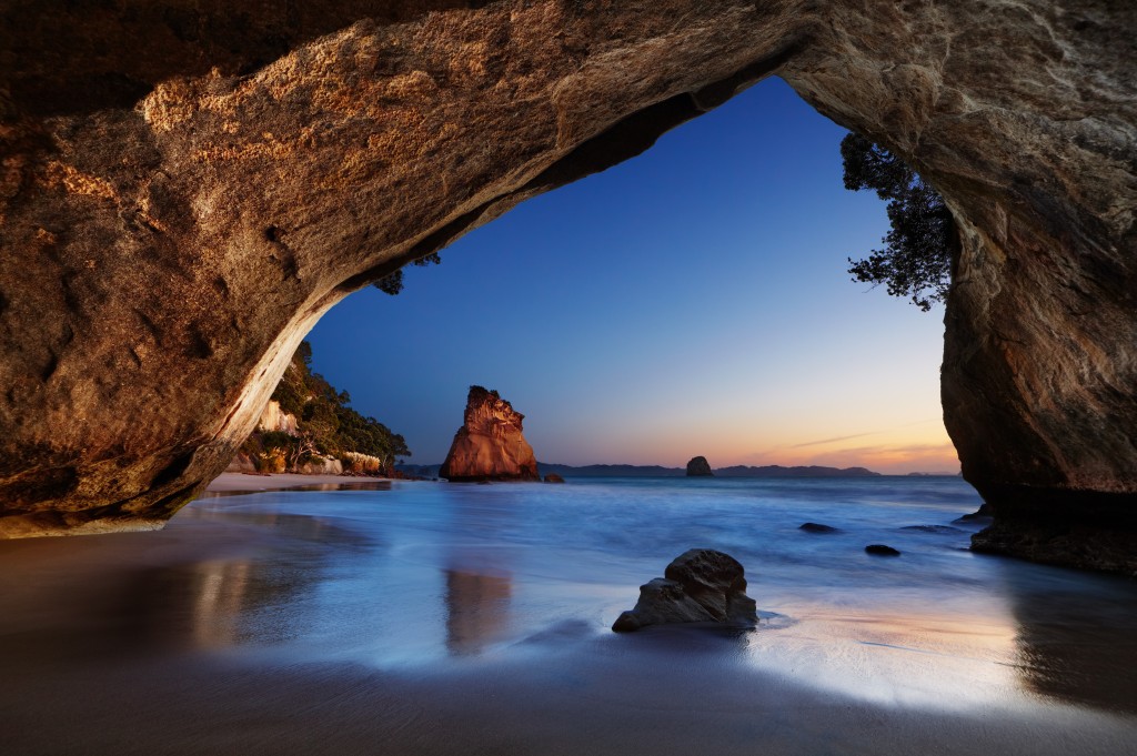 Cathedral Cove at sunrise, Coromandel Peninsula, New Zealand
