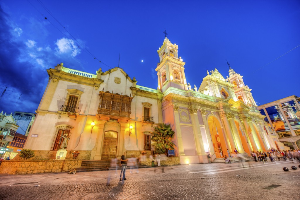 SALTA, ARGENTINA - MARCH 03, 2013: The Cathedral Basilica and Sanctuary of the Lord and the Virgin of the Miracle in Salta, Argentina.