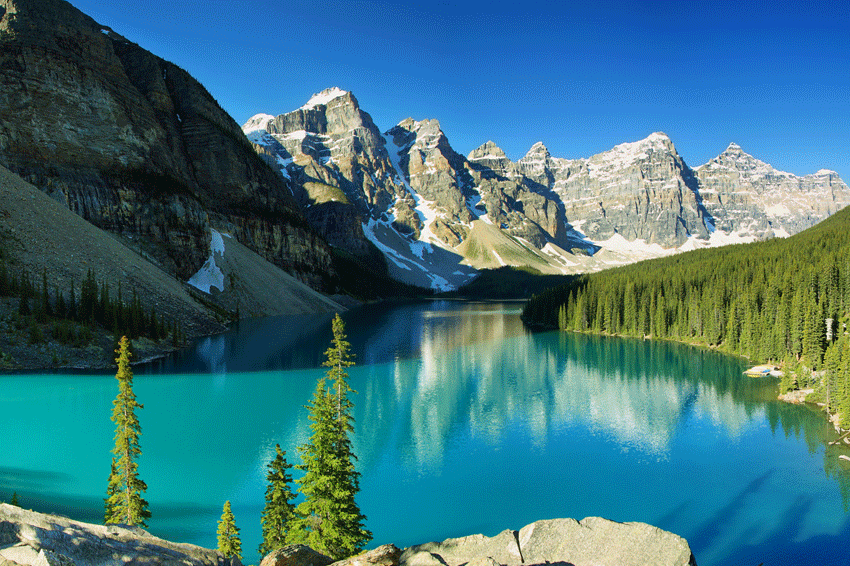 Photo du lake morraine dans le parc national de baff au canada en pvt