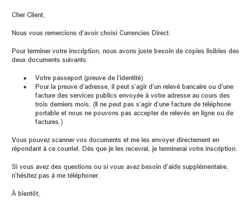 mail de confirmation