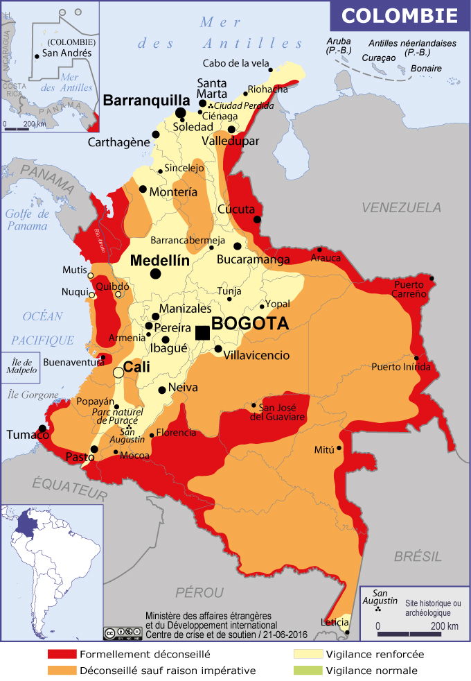 Certaines régions de la Colombie restent déconseillées pour le tourisme